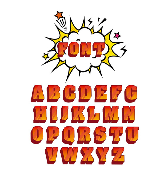 komické písma abeceda pop art - Vektor, obrázek