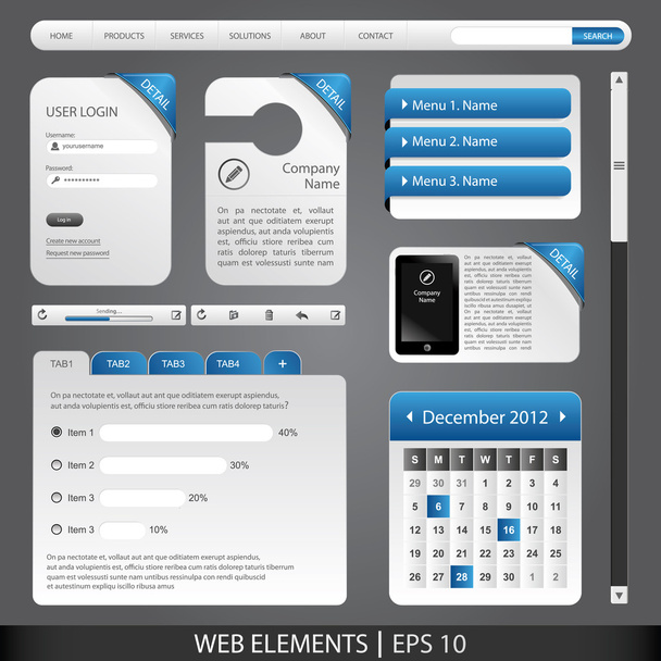 Illustration of set of web form templates on isolated background - Vetor, Imagem