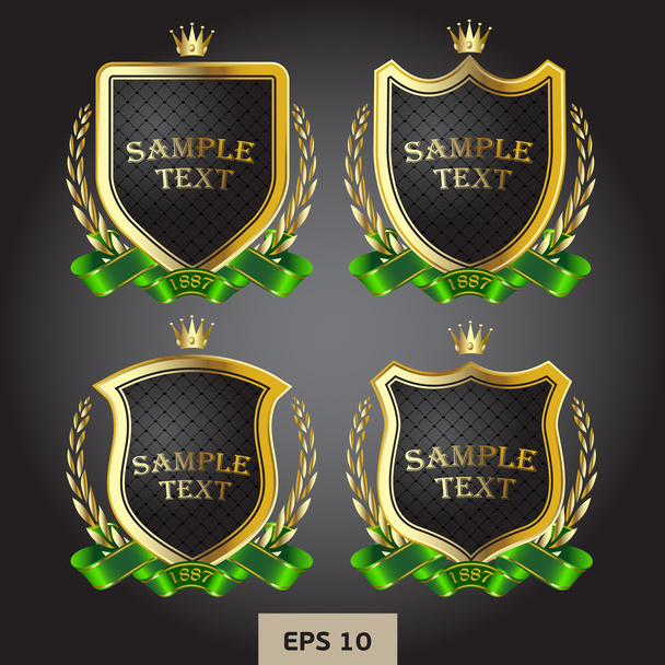 Black and gold labels heraldic - Vector, Image