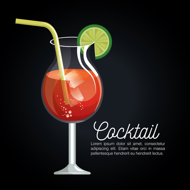 cocktail tropical poster bar icon - Vector, Image
