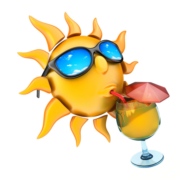 Сонце п'є сік і окуляри
 - Фото, зображення