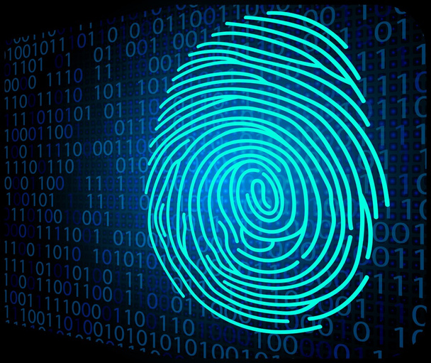Fingerprint scanning technology background binary code  - Vector, Image