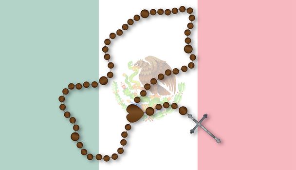 Rosary With Mexican Flag - Vector, Image