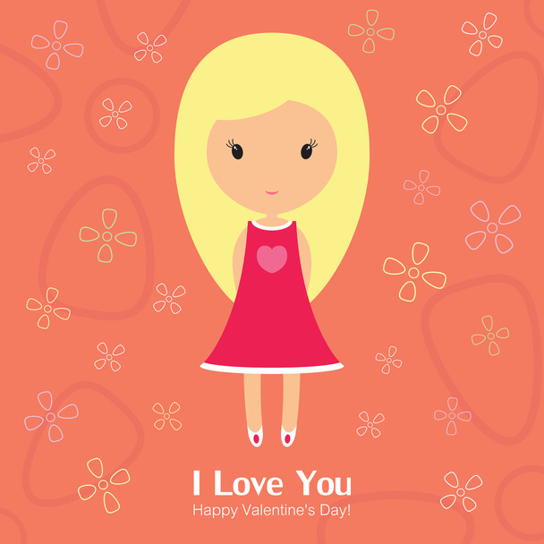 Beautiful Blonde Girl for St. Valentine's day - Vector, Image