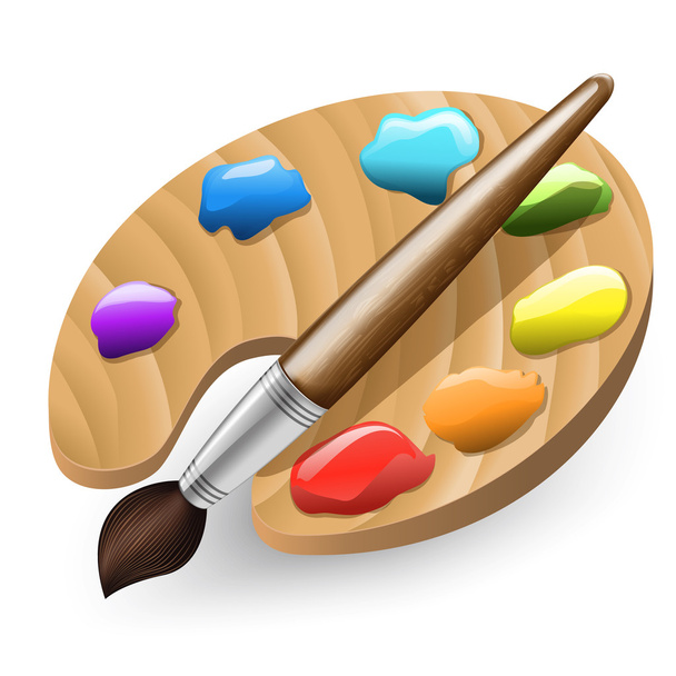 illustration of Color Brush and  Pallet - Vector, afbeelding