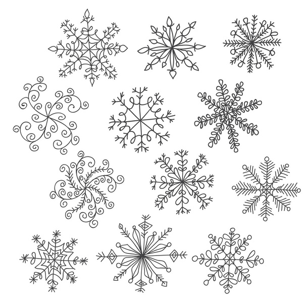 Комплект снежинок
 - Вектор,изображение