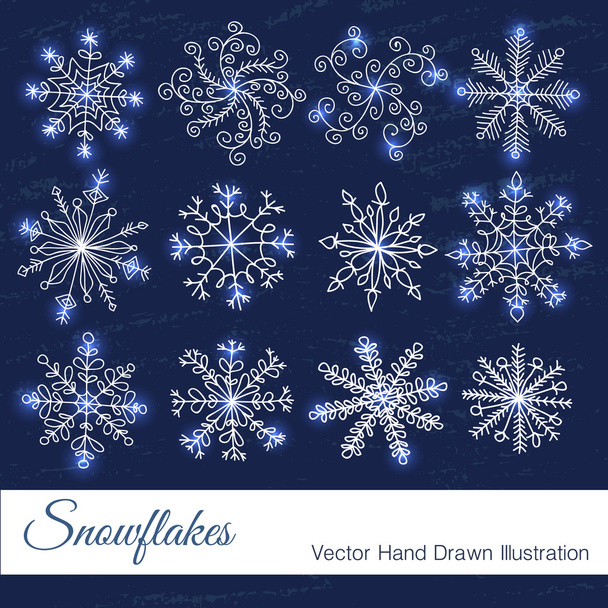 Set of snowflakes - Vector, Image
