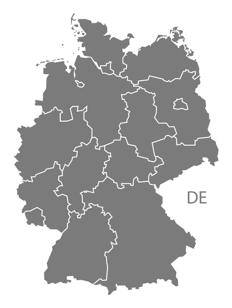 Німеччина карта сірий ізольовані - Вектор, зображення