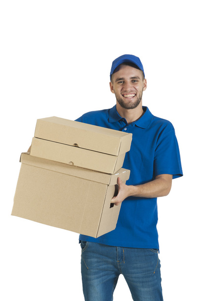 guy holding a package for delivery - Фото, изображение