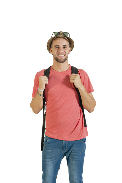 tourist wearing a backpack  - Фото, изображение