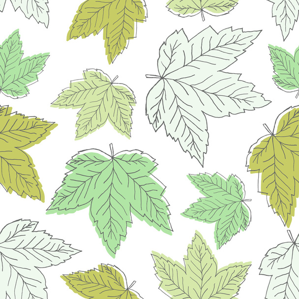 Seamless pattern with green leaves - Vettoriali, immagini