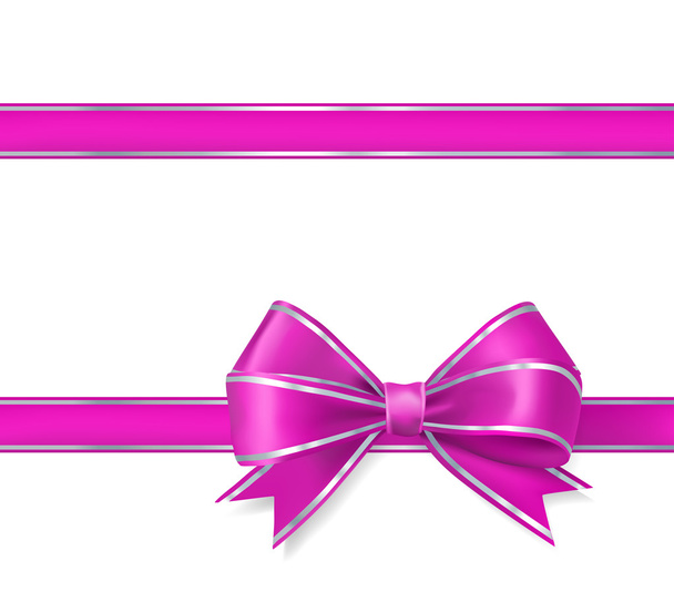 pink bow ribbon on white. vector illustration - Vektör, Görsel