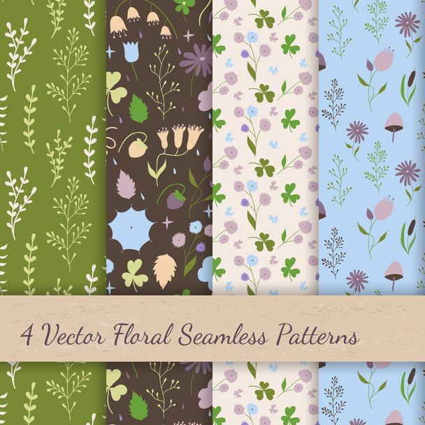 Set of floral vector seamless patterns - Vector, Image