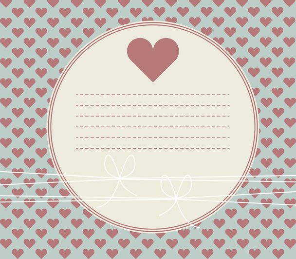 Ευχετήρια κάρτα με καρδιά, τόξα και θέση για το κείμενό σας - Διάνυσμα, εικόνα