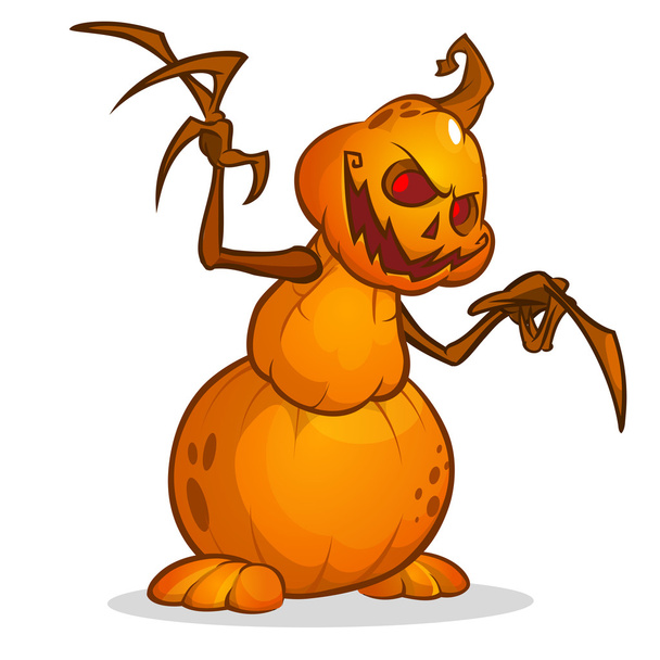 Halloween cartoon  pumpkin head. Vector cartoon pumpkin icon isolated on white - Вектор,изображение