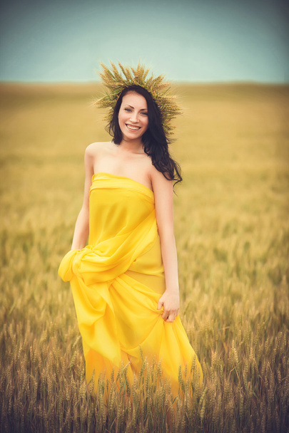 girl on wheat field  - Photo, Image