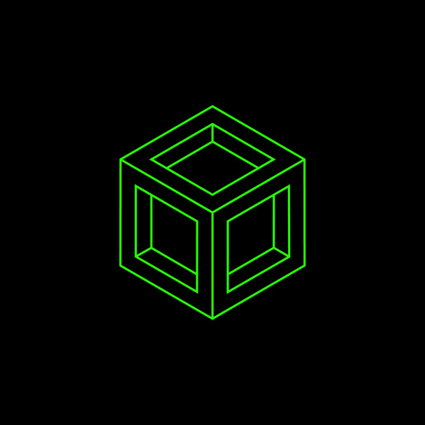 plantilla de logotipo de vector de cubo verde, concepto de icono mínimo geometría
 - Vector, imagen