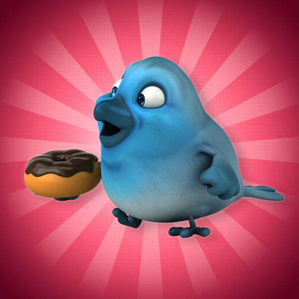 bird holding donut - 写真・画像