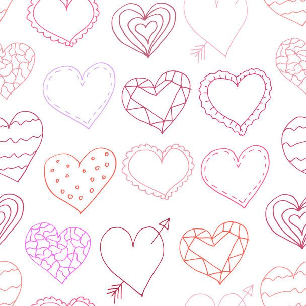 Seamless patterns with hearts - Vector, Image