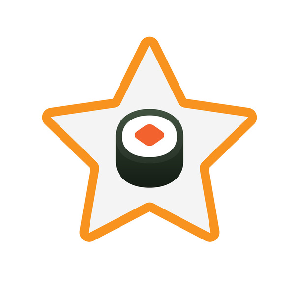 Isolated  line art star icon with a piece of sushi maki - Vector, Image