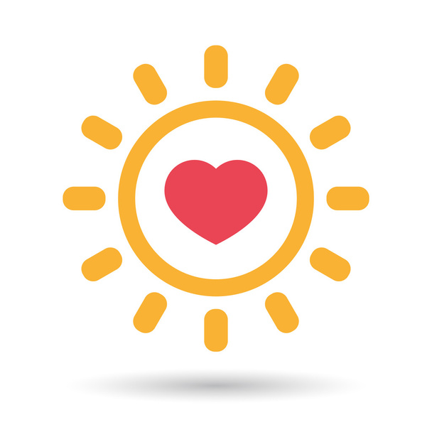 Изолированная линия искусства солнце икона с сердцем
 - Вектор,изображение