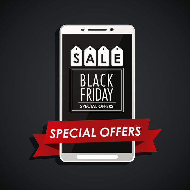 Black friday smartphone sale design - Vector, Image
