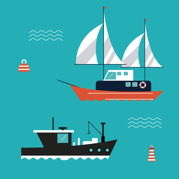boat ship sea design - ベクター画像