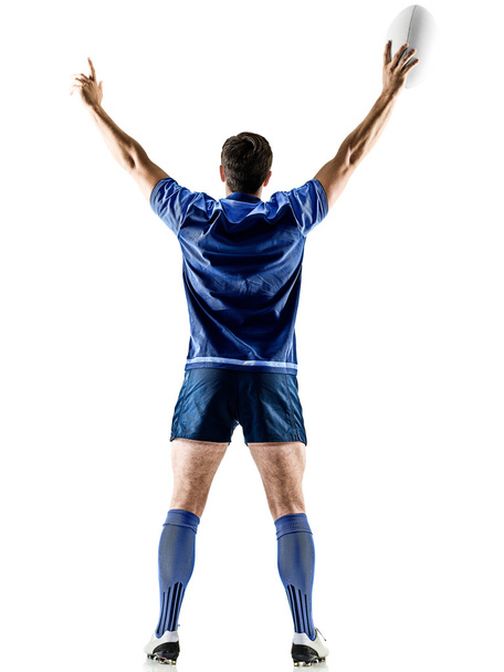 Rugby player mężczyzna na białym tle - Zdjęcie, obraz
