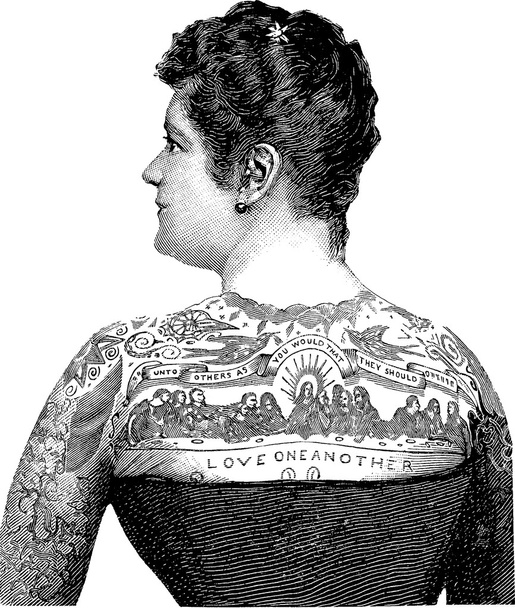 Tetovaný žena vinobraní snímky - Fotografie, Obrázek