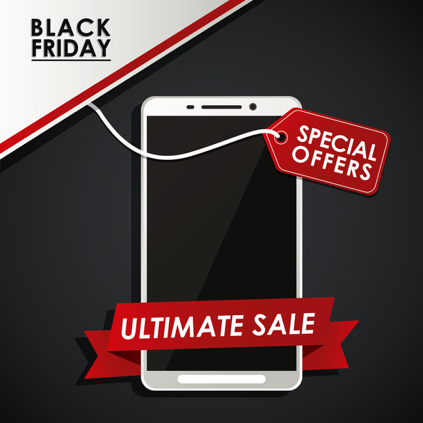 Μαύρη Παρασκευή smartphone πώληση σχεδιασμό - Διάνυσμα, εικόνα