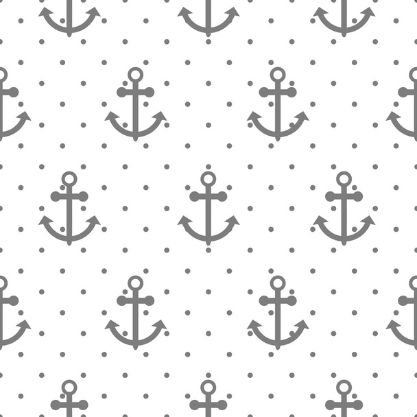Seamless vector pattern with nautical anchors. - Vector, afbeelding