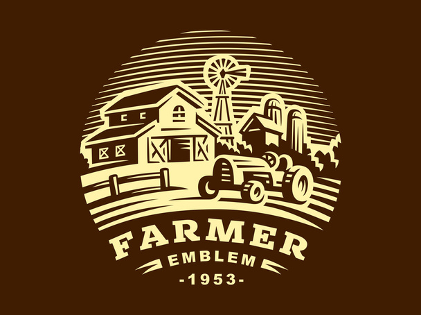 Εικονογράφηση αγρόκτημα λογότυπο σε στυλ vintage - Διάνυσμα, εικόνα