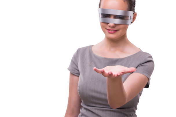 Φουτουριστικό έννοια με techno cyber γυναίκα απομονωθεί σε λευκό - Φωτογραφία, εικόνα