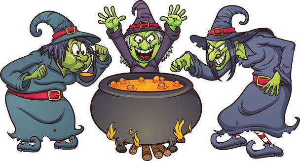 Evil cartoon witches - Vector, Image