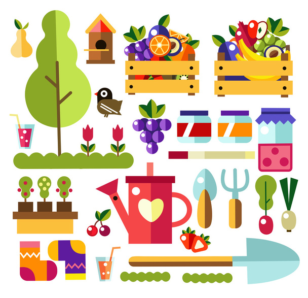 Garden tools set of illustrations - Vector, Image
