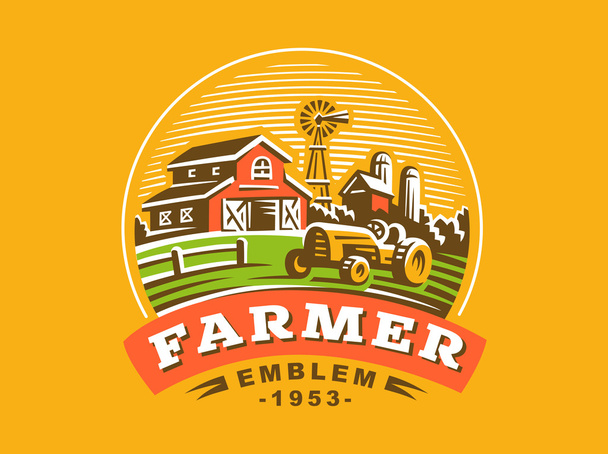 Illustratie boerderij logo, kleurenversie - Vector, afbeelding