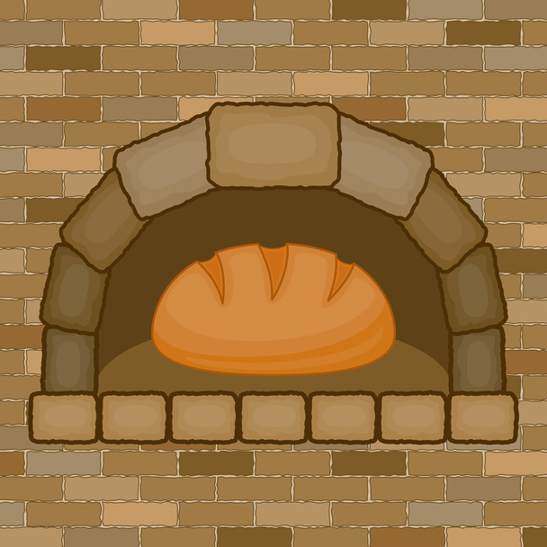 Vintage stove with bread - Vector, Imagen