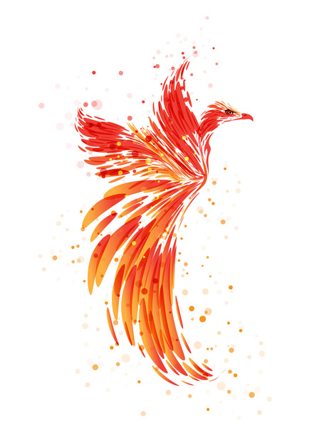 Phoenix - Pássaro mítico sobre branco
 - Vetor, Imagem