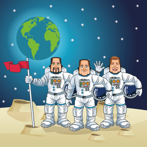 Astronauta diseño de dibujos animados espaciales
 - Vector, Imagen