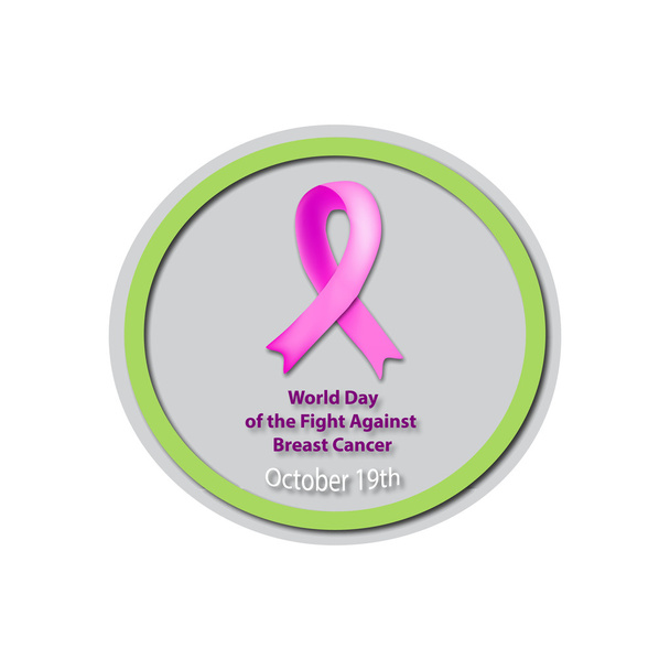 Nap mellrák ellen - október 19-én. Rózsaszín szalag rák. Emlő rák. Baner. Elszigetelt háttér vektor illusztráció - Vektor, kép