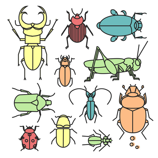 Linear bug icons collection. - Vector, Image