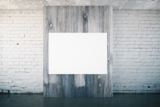 Blank poster on dark wooden panel - Foto, immagini