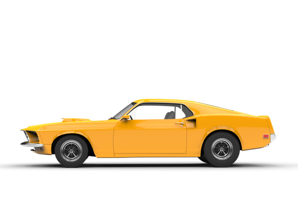 Awesome yellow muscle car - side view - Photo, Image