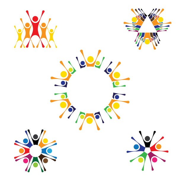 vector logo icons of people together - sign of unity, partnershi - Vector, Image