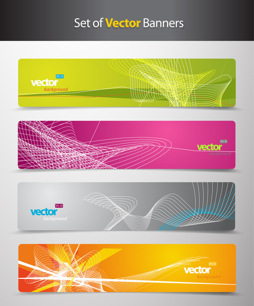 Set of abstract colorful headers with lines and place for your t - Vetor, Imagem