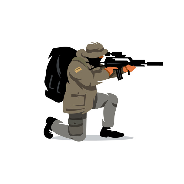 Tactical shooting warrior - Vektor, Bild