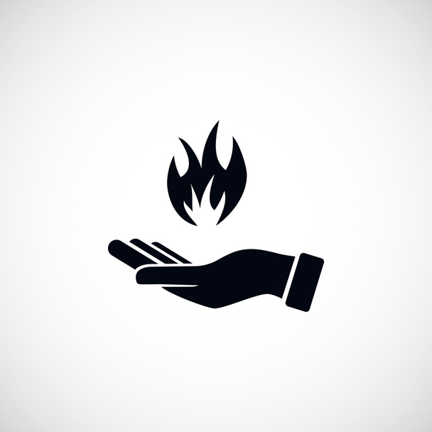 Mano sosteniendo un icono de fuego
 - Foto, Imagen