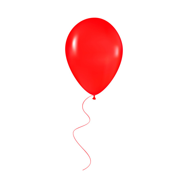 roter, glänzender Ballon mit Schleife - Vektor, Bild