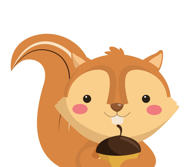 cute squirrel cartoon icon - Vector, Image