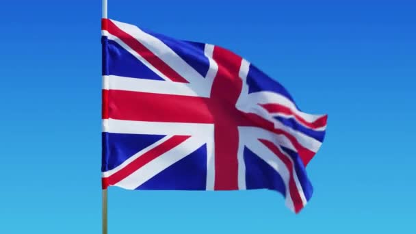  UK σημαία σε ένα φόντο από καθαρό ουρανό - Πλάνα, βίντεο